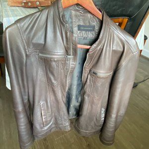 John Varvatos Brando Collar Leather Jacket